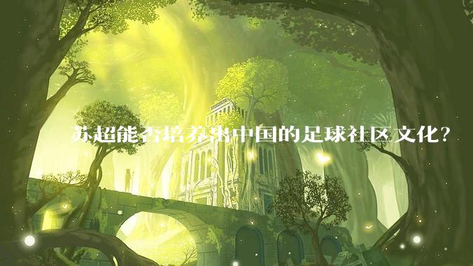 苏超能否培养出中国的足球社区文化？